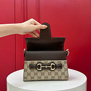 Gucci Horsebit Duomo small top handle bag sand and brown GG canvas - 3