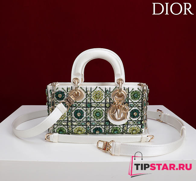 Dior Lady D-Joy Small Embroidered with Tassels Green - 1