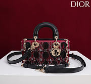 Dior Lady D-Joy Small Embroidered with Tassels Black-Pink - 1