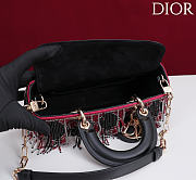 Dior Lady D-Joy Small Embroidered with Tassels Black-Pink - 4