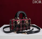 Dior Lady D-Joy Small Embroidered with Tassels Black-Pink - 3