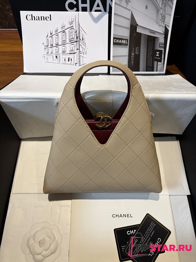 Chanel Calfskin Chic Lady Small Shopping Tote In Beige - 1