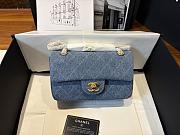 Chanel Blue Quilted Denim Mini Classic Flap Bag - 1