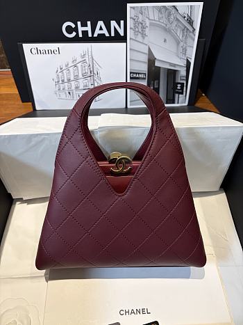 Chanel Calfskin Chic Lady Small Shopping Tote In Burgundy