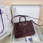 Burberry Medium Rocking Horse Tote Bag in Suede Burgundy - 1