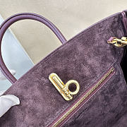 Burberry Medium Rocking Horse Tote Bag in Suede Burgundy - 2