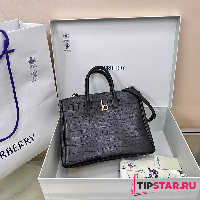 Burberry Medium Rocking Horse Tote Bag in Croc-embossed Leather - 1