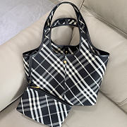 Burberry Check Tote Bag In Black - 1