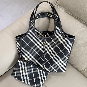 Burberry Check Tote Bag In Black