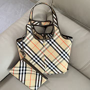 Burberry Check Tote Bag In Beige - 1
