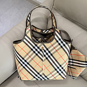 Burberry Check Tote Bag In Beige - 6