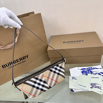 Burberry Mini Check Shoulder Bag in Cotton Twill Beige