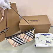 Burberry Mini Check Shoulder Bag in Cotton Twill Beige - 3