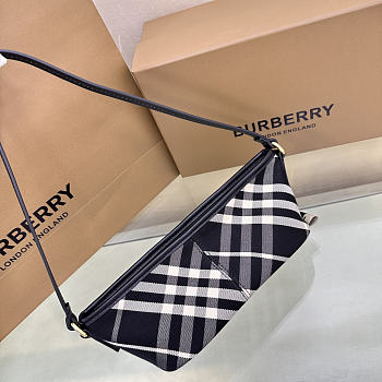 Burberry Mini Check Shoulder Bag in Cotton Twill Black