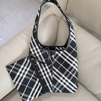 Burberry Small Check Twill Shoulder Bag In Black