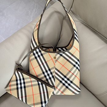Burberry Small Check Twill Shoulder Bag In Beige