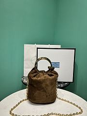 Prada Signature Mini Top Handle Bag In Suede Brown - 2