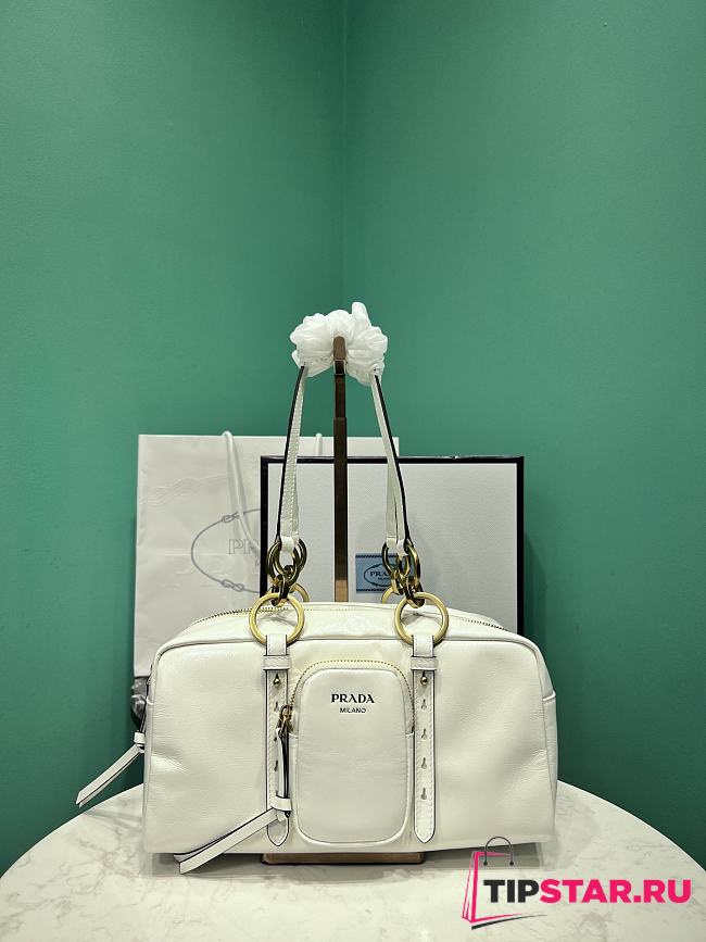 Prada Soft calfskin large slouchy shoulder bag white - 1
