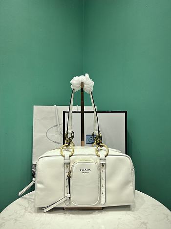 Prada Soft calfskin large slouchy shoulder bag white