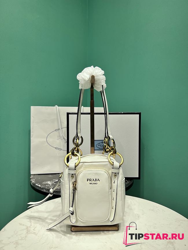 Prada Soft calfskin mini slouchy shoulder bag white - 1