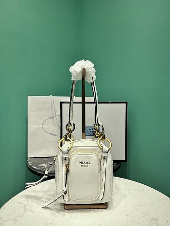 Prada Soft calfskin mini slouchy shoulder bag white