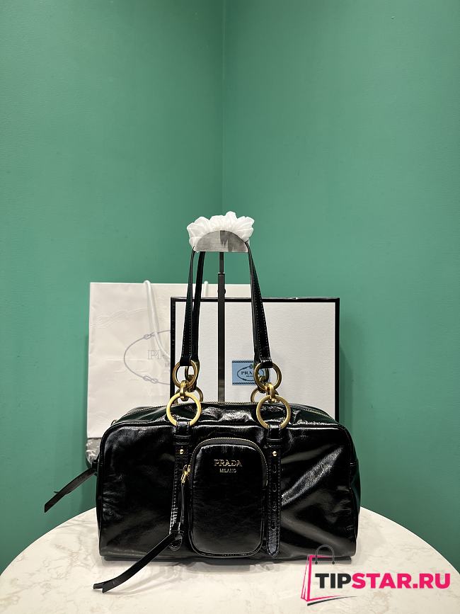 Prada Soft calfskin large slouchy shoulder bag black - 1