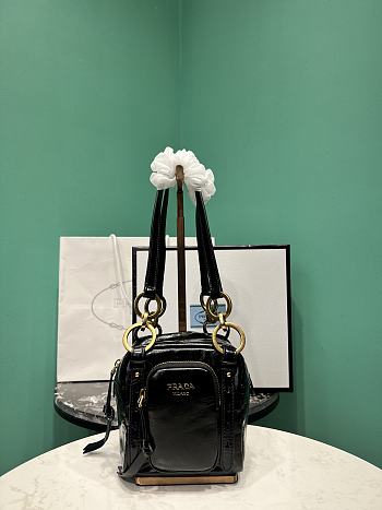Prada Soft calfskin mini slouchy shoulder bag black