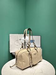 Prada Soft calfskin large slouchy shoulder bag beige - 5