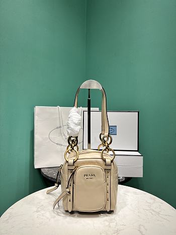 Prada Soft calfskin mini slouchy shoulder bag beige