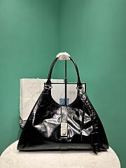 Prada Glossy Calfskin Large Tote Bag Black - 1