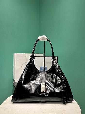 Prada Glossy Calfskin Large Tote Bag Black