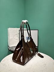 Prada Glossy Calfskin Medium Tote Bag Brown - 3