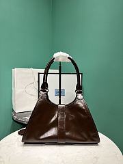Prada Glossy Calfskin Medium Tote Bag Brown - 2