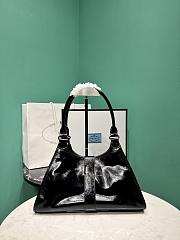 Prada Glossy Calfskin Medium Tote Bag Black - 5