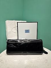 Prada Glossy Calfskin Medium Tote Bag Black - 2