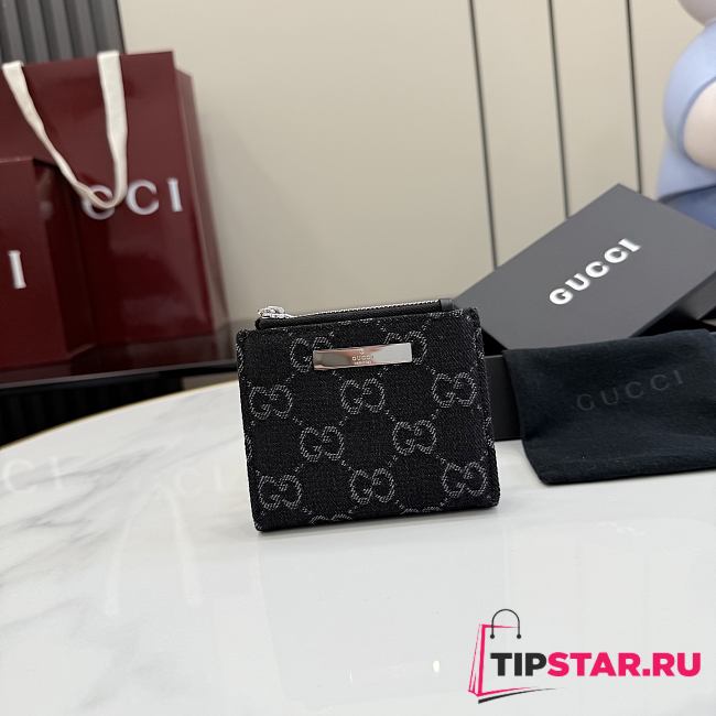 Gucci Small wallet with Gucci plaque black GG denim - 1