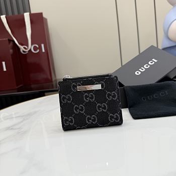 Gucci Small wallet with Gucci plaque black GG denim