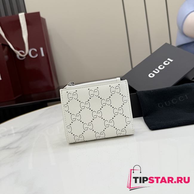 Gucci Small Perforated GG Wallet In White - 1
