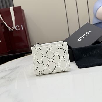 Gucci Small Perforated GG Wallet In White