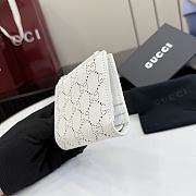 Gucci Small Perforated GG Wallet In White - 5