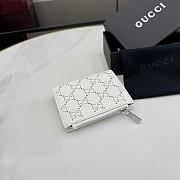 Gucci Small Perforated GG Wallet In White - 4