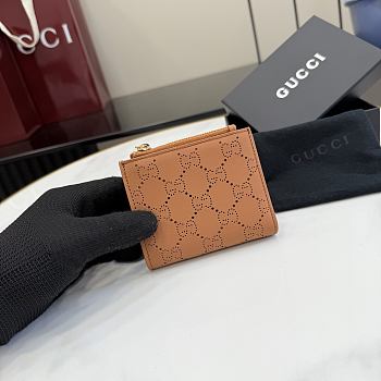 Gucci Small Perforated GG Wallet In Brown