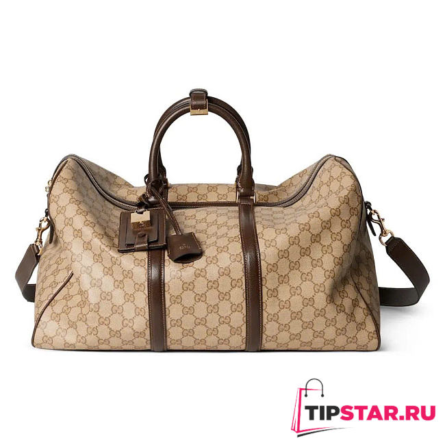 Gucci Essence Classic medium duffle bag sand and brown GG canvas - 1