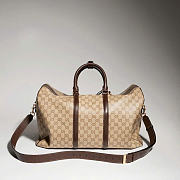 Gucci Essence Classic medium duffle bag sand and brown GG canvas - 6