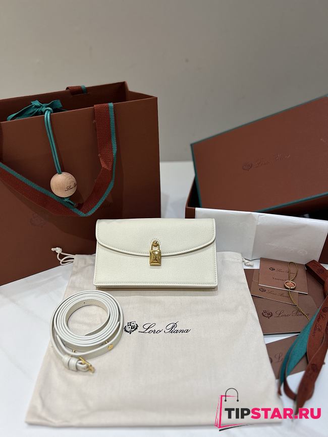 Loro Piana Extra Pochette Calfskin In Whisper White - 1