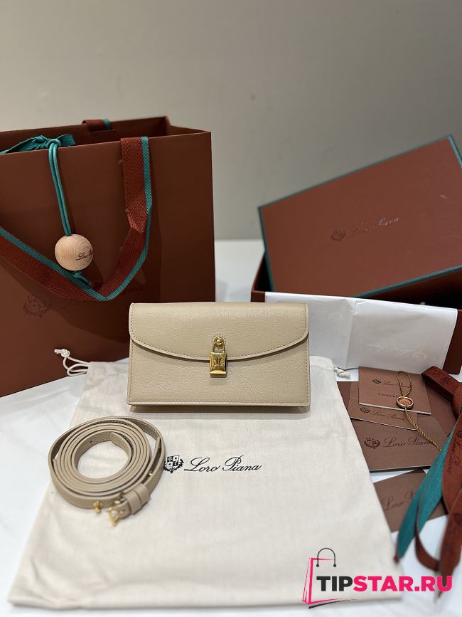 Loro Piana Extra Pochette Calfskin In Light Mastic - 1
