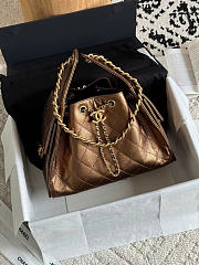 Chanel 25 Small Metallic Bronze Caviar Quilted Bag - 1