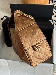 Chanel 25 Small Metallic Bronze Caviar Quilted Bag - 6