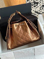 Chanel 25 Small Metallic Bronze Caviar Quilted Bag - 2