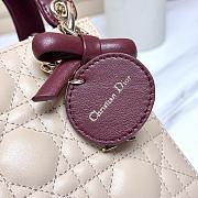 Dior Mini Lady Dior Bag with Chain beige and burgundy - 5